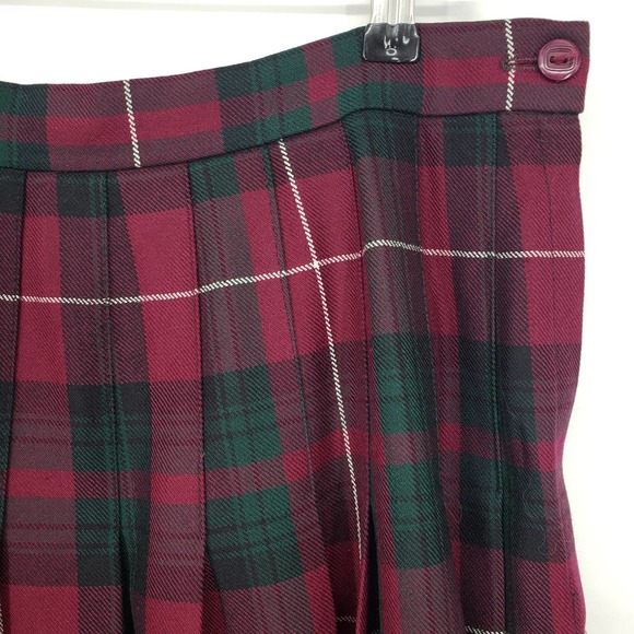 Lairds of Scotland Tartan Plaid Pleated Midi Skirt Wool Maroon Green Stuart Clan - Picture 4 of 9